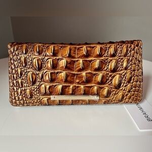 Brahmin Ady Wallet Teak Melbourne Croc-Embossed Leather NWT